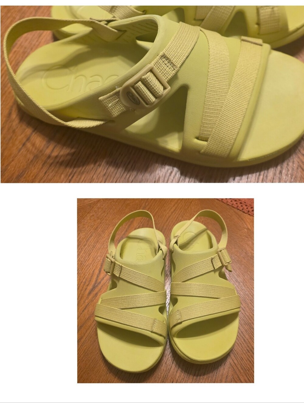 Chaco Chillos Sport Sandals Cress Green Pale Yellow Strap Women's Size 10 EUC